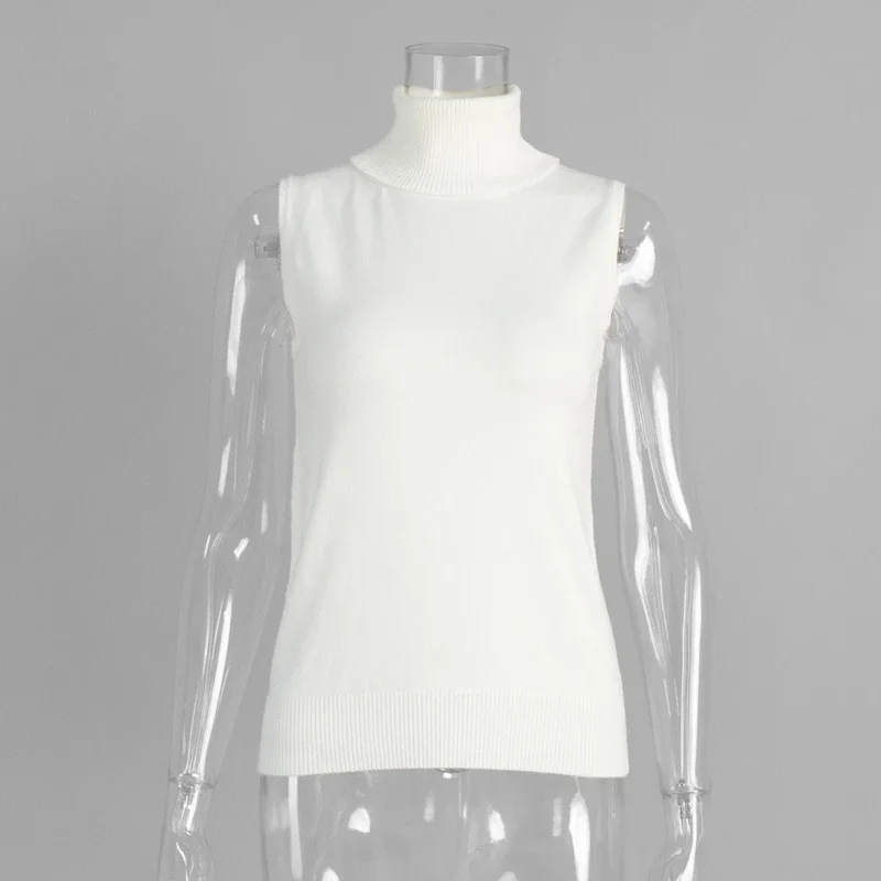 

Base Knit Sleeveless Vest Autumn and Winter Women Elegant Solid High Neck Warm Casual Office Commuting Top Sweater 2025