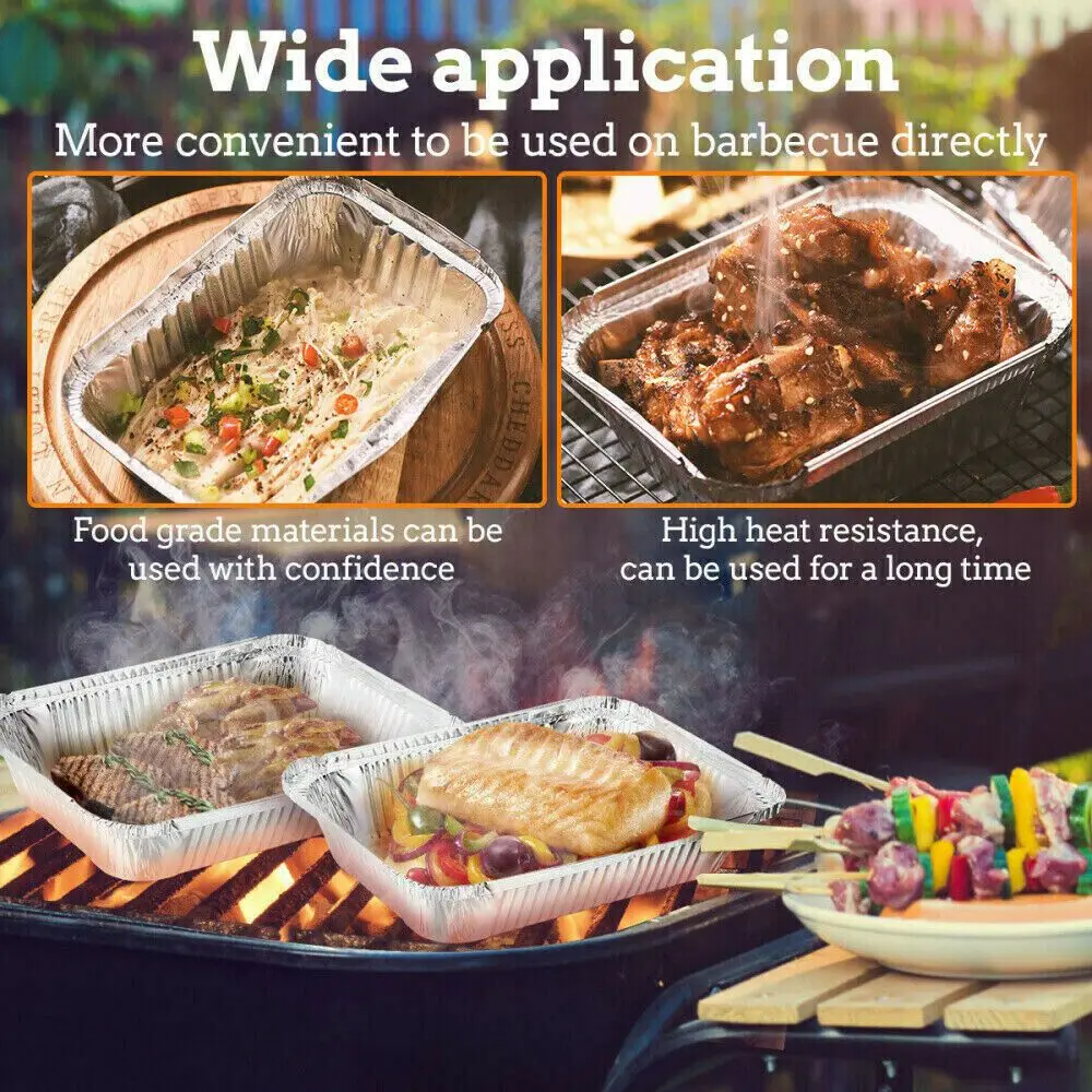 

Recyclable 50 Pcs Tin Grill Catch Tray Barbecue Outdoor BBQ Drip Pan Kitchen Supplies Kitchenware Grease Drip Pan