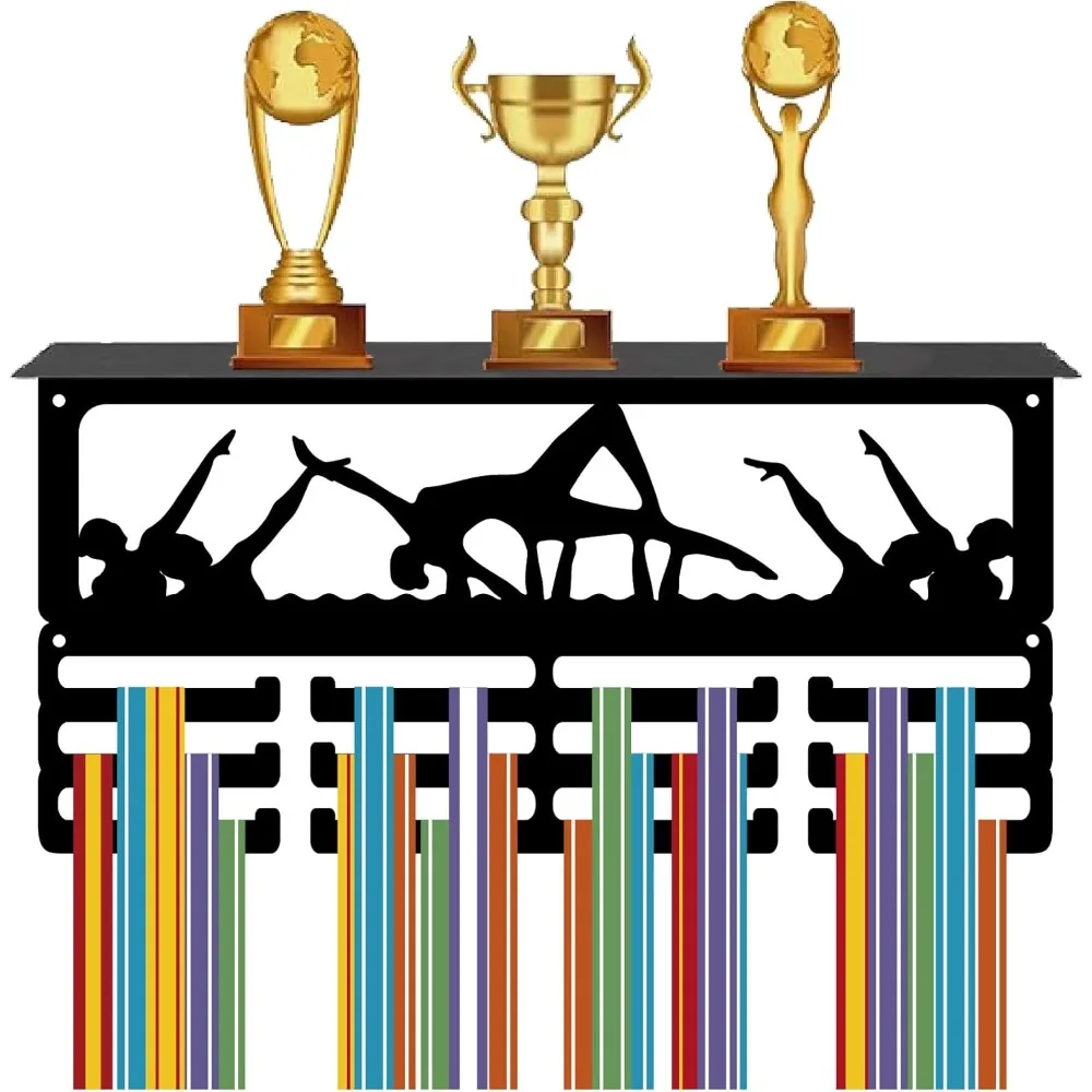 Iron Medal Holder Medals Display Hanger Rack with Hanger Hooks Medal Holder Frame Rectangle Volleyball 100~200x400mm Hole: 5mm