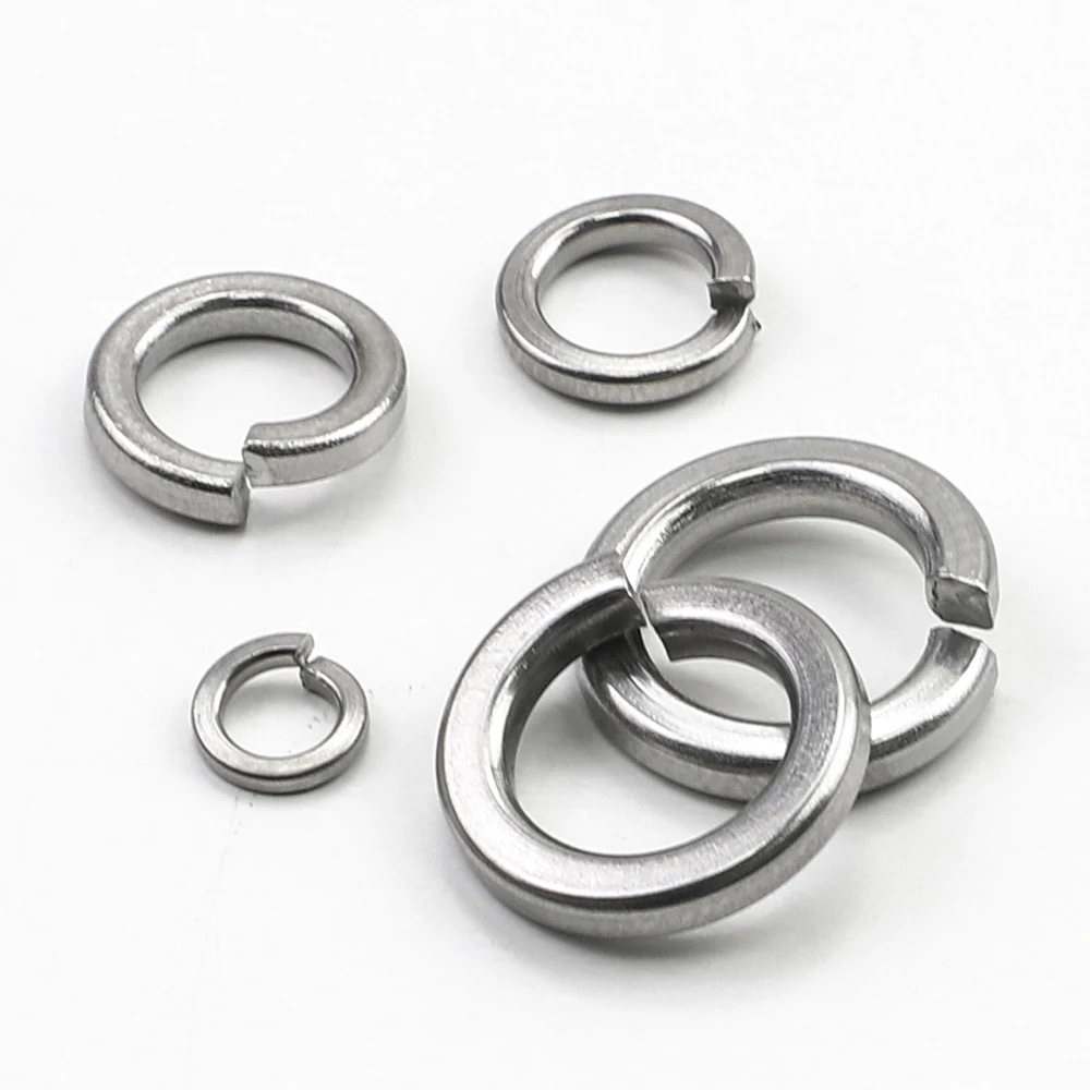 Spring Lock Washer 201/304/316 Stainless Steel White Zinc Plated M1.6 M2 M3 M4 M5 M6-M30 Split Spring Lock Washer Elastic Gasket
