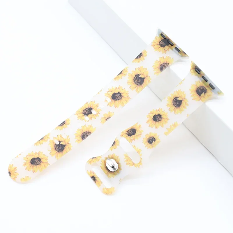Strap for Apple Watch Band 42mm 46mm 44mm 45mm 49mm Silicone Transparent Printing Bracelet IWatch Series 10 9 8 7 6 SE 3 Ultra2