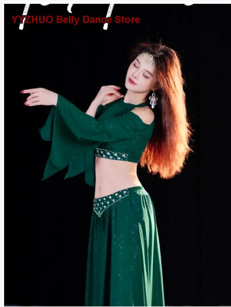 Women's Original Design Handcrafted Rhinestone Belly Dance Practice Ensemble for Egypt