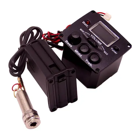 Acoustic Guitar EQ Equalizer with Volume Control 3-Band EQ with Built‑in Tuner Volume Bass Middle Treb Control Guitar Parts