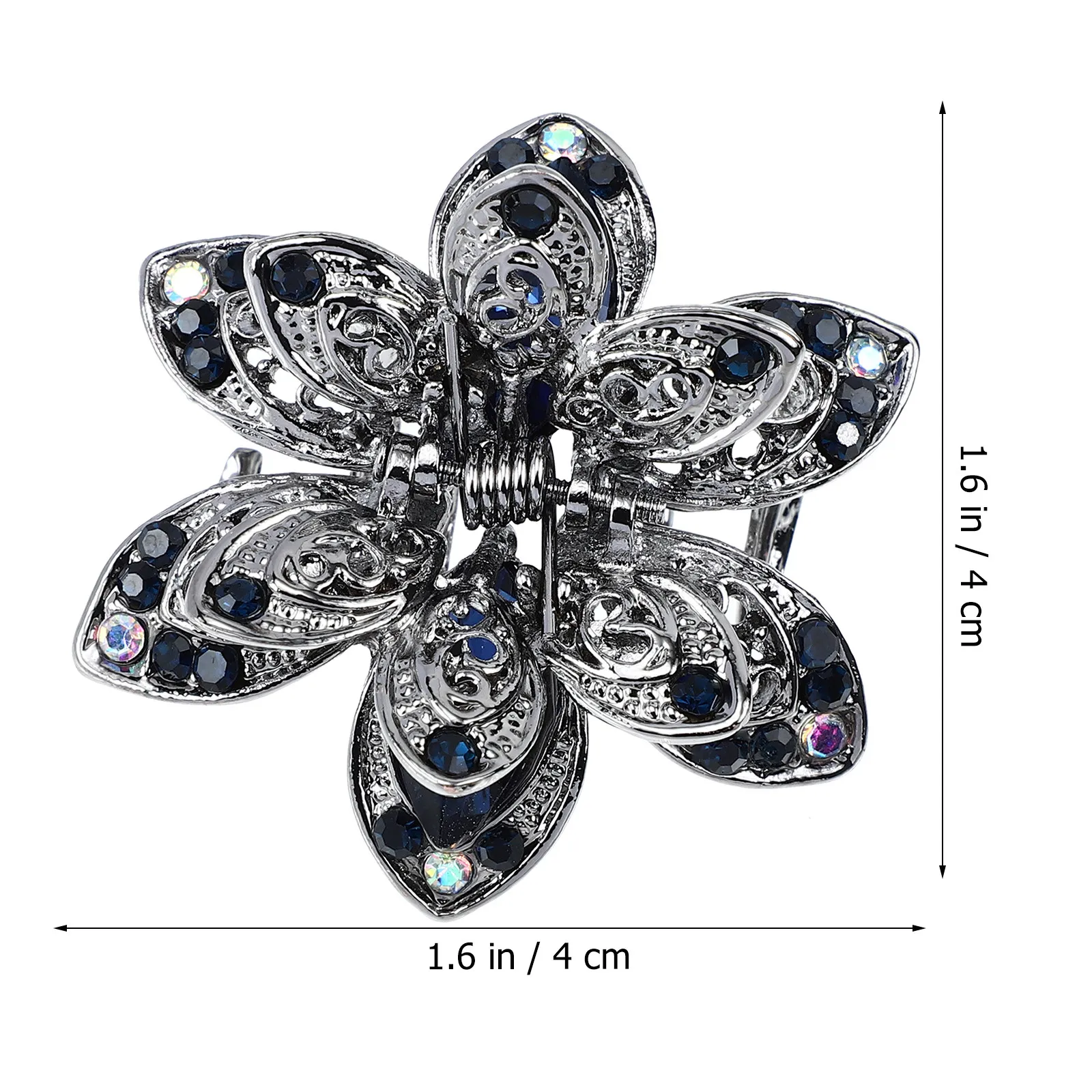 2Pcs Alloy Crystal Hair Claw Clips Vintage Metal Hair Clamps Lightweight Non-Slip for Quick Sophisticated Hairstyles Home Use