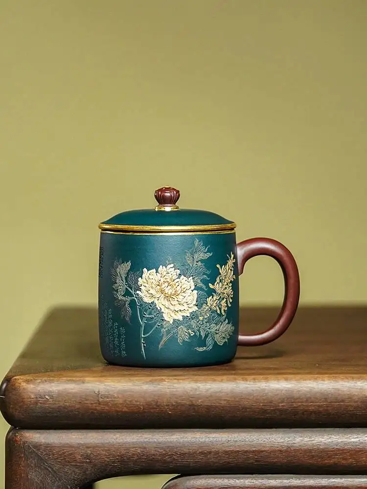Yihu Chun High-End Collectible Yixing Purple Clay Cup By Renowned Artist Wu Chunyan, Purely Handmade Tea Cup, Original Mineral