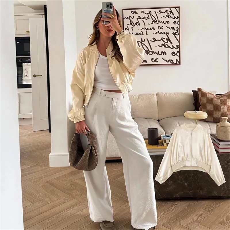 Chaqueta de piloto de satén in - Street Fashion Trends 2026 reseña y precio
