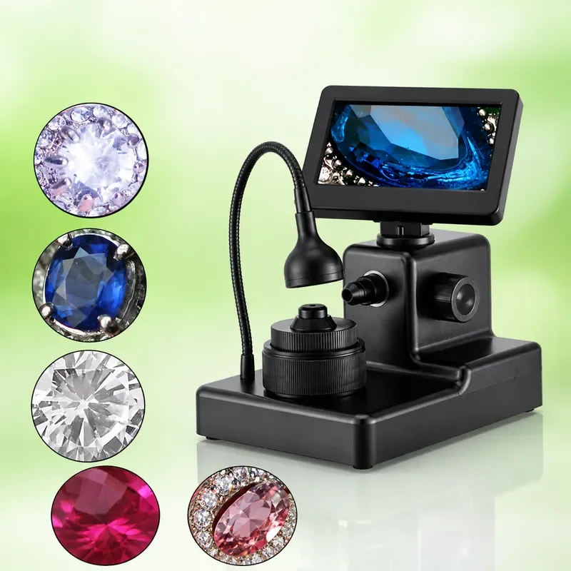 4.3 Inch LCD HD Screen Diamond Girdle Code Viewer Microscope 50X-1000X Magnification for Loose Stone Inscription Reading Tool