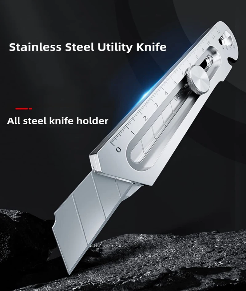 6 in 1 Retractable Pocket Knife Heavy Duty Box Cutter 18mm Stainless Steel Utility Knives Multi functions Unboxing нож Supplies