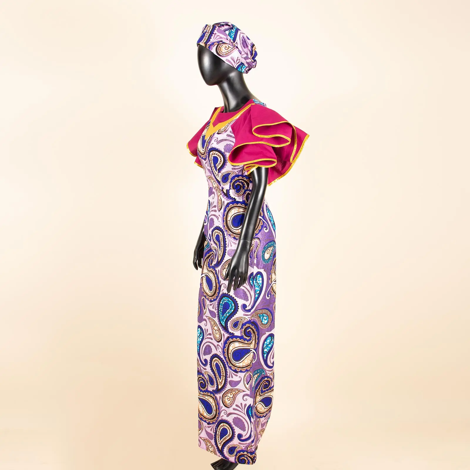 Luxury African Women Dress Long Gild Dress Dashiki Print Dress with Headwrap Elegant Lady Dresses for Formal Occasions 2425091