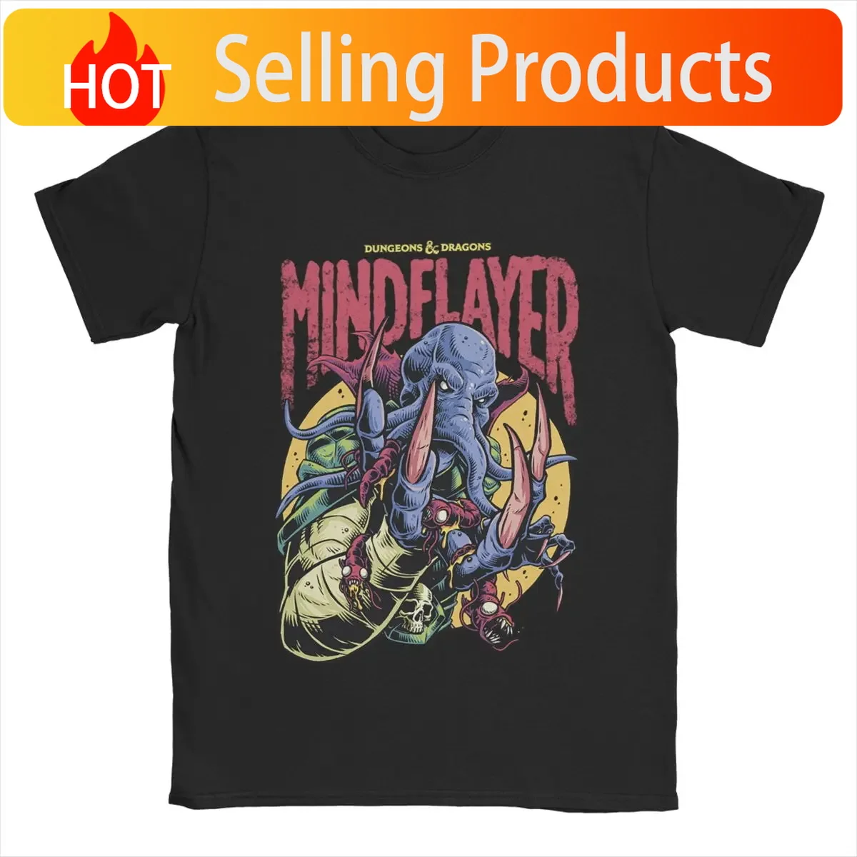 DnD Mind Flayer Portrait T Shirts Amusing Summer Vintage Men Women Harajuku Short Sleeve Cotton Streetwear Leisure Unisex Tops