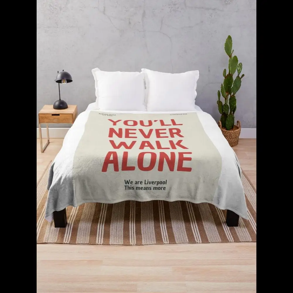 Youll Never Walk Alone Throw Blanket Liverpool FC Print Minimalist Soccer Art Home Decor Cozy Bedroom Throws