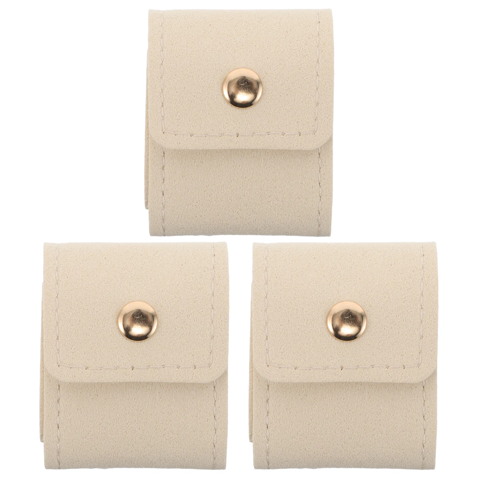 

3pcs Mini Travel Jewelry Pouch Up Organizer For Necklaces Rings Bracelets Snap Closure Multi-Compartment Portable