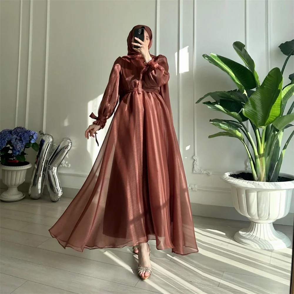 

Saudi Arabia Formal Gown Dearin High Collar A-line Ankle Length Skirts Draped Knot Tulle Ruffle Bespoke Occasion Dresses Prom Ev