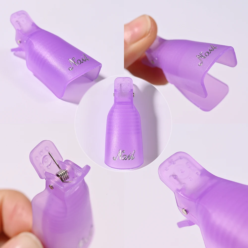 10Pcs Plastikowe klipsy do paznokci Soak Off Cap Klipsy do usuwania żelu UV Klipsy do usuwania lakieru Klipsy do czyszczenia manicure Narzędzia do zdobienia paznokci