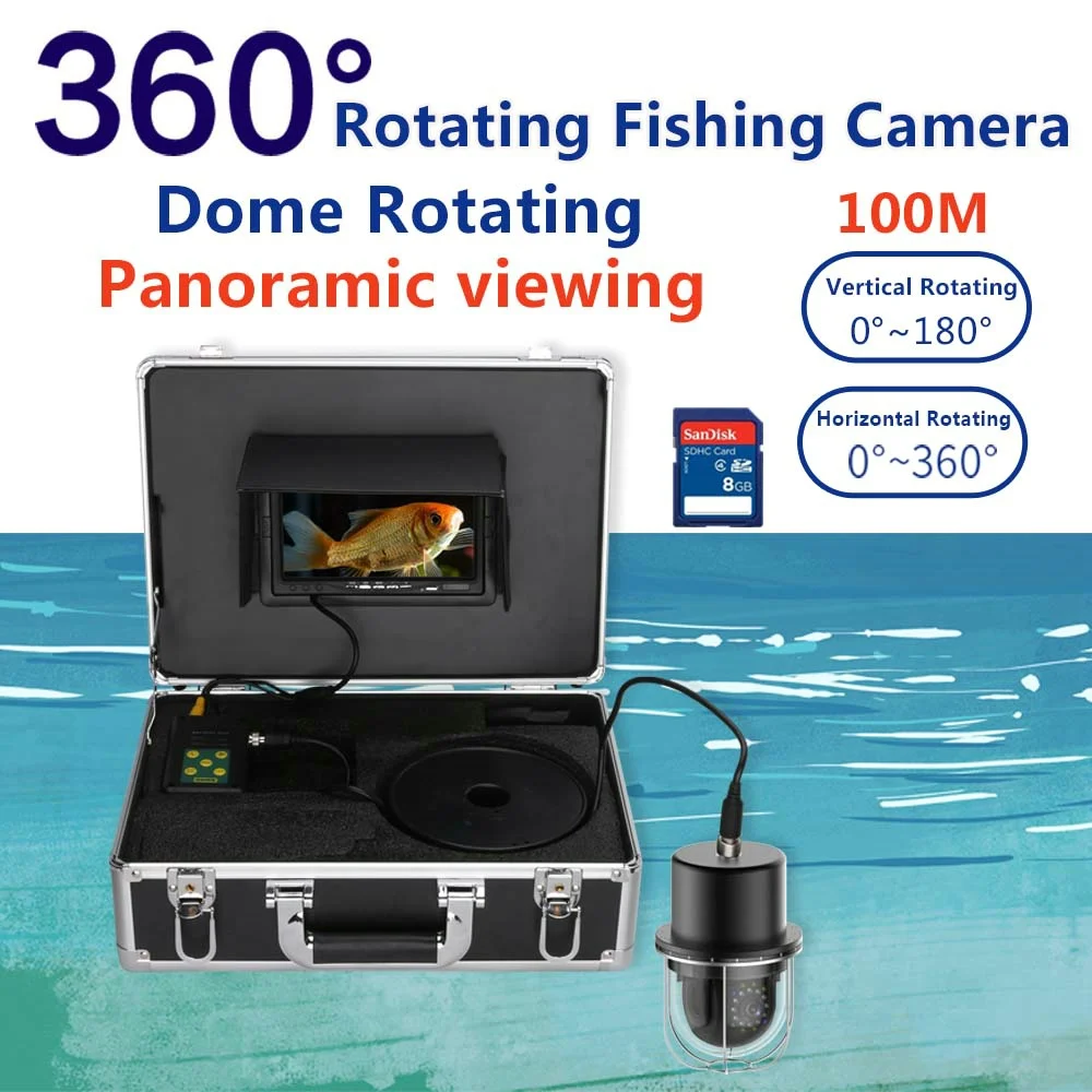 7 Inch Digital Video Recorder 100 Meters Underwater Fishing   IP68 Waterproof 20 LED 360 Degree Rotating Dome