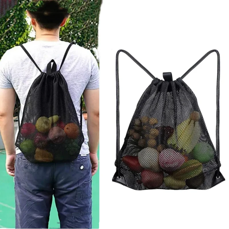 

Multifunction Drawstring Portable Backpack Bag Football Basketball Mesh Storage Bags Sports Travel Gym Toy Bags Shopping Pocket