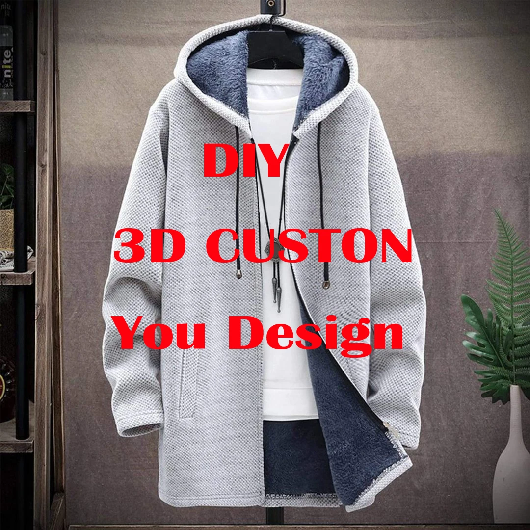 

DIY Accept Custom Design Drop Shipping and Wholesale 3D Printing Fleece Hooded Overcoat Unisex Thick Warm Jacket