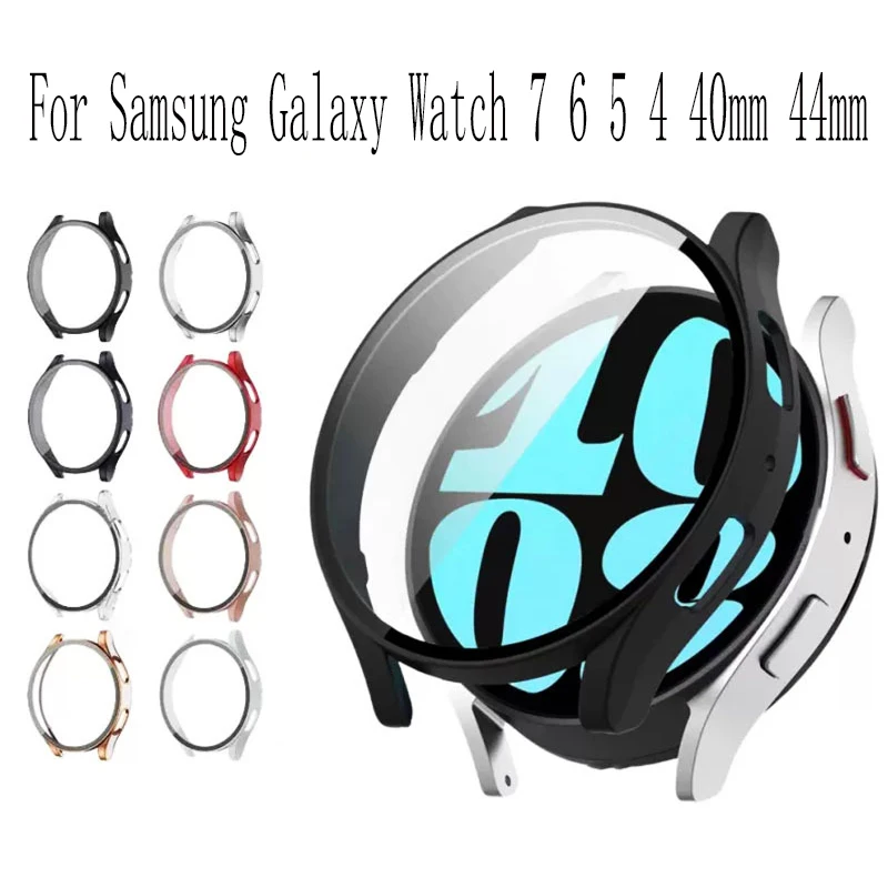 Screen Protector Case for Samsung Galaxy Watch 7 6 5 4 40mm 44mm Matte Hard PC Case+ Tempered Glass Full Protective Cover Shell.