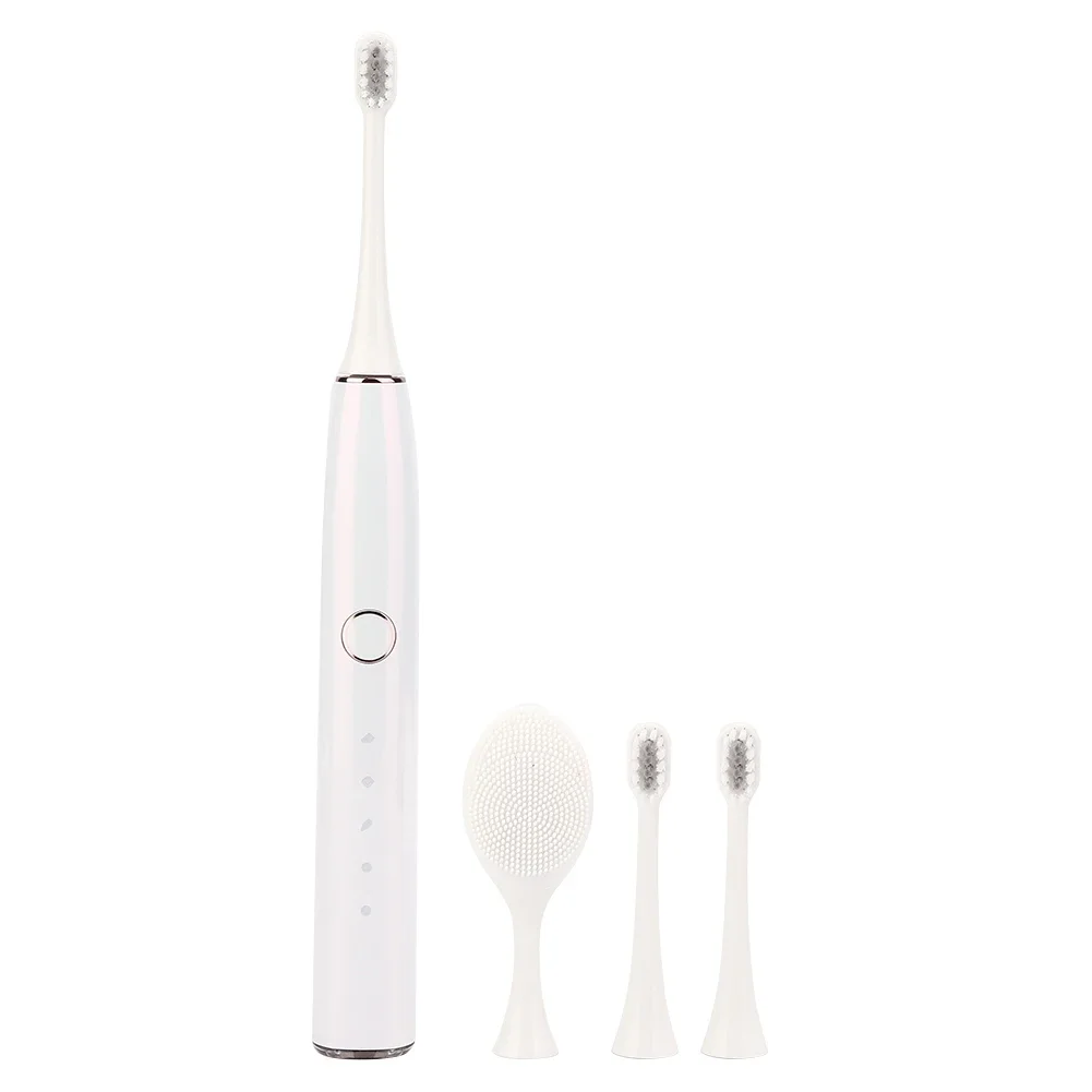 5 Modes Ultrasonic Electric Toothbrush Adult Dual Use 3 Soft Tooth Brush Head + Face Cleansing Head Oral Teeth Whitening Device