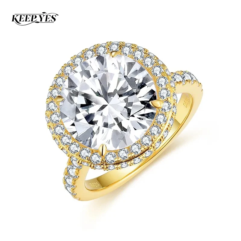 

KEEP YES 5.0ct Real Moissanite Round Cut 11mm Diamond Ring for Women Vintage 925 Sterling Silver Wedding Band Rings Fine Jewelry
