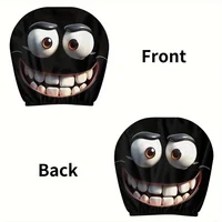 2pcs Smiley Face Printed Car Pillowcase Soft Comfortable Decorative Cushion Cover Auto Seat Headrest Washable Polyester Fabric 5