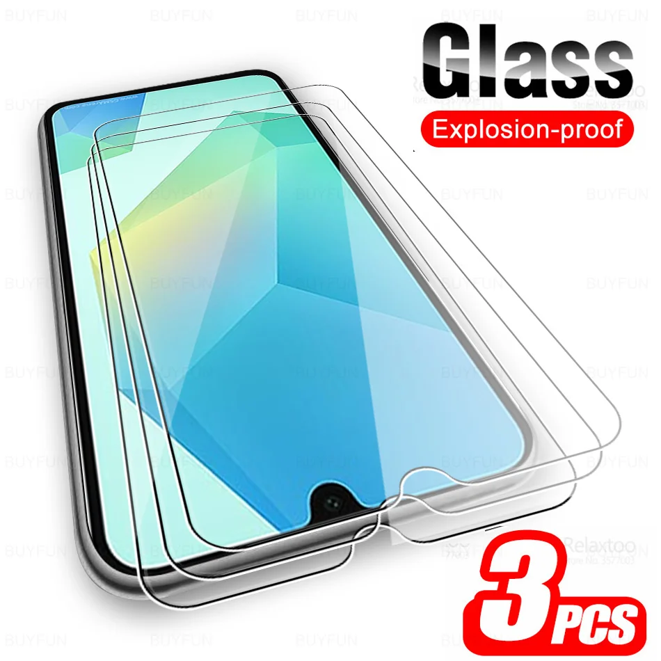 3Pcs Tempered Protective Glass For Samsung Galaxy A16 Sumsung A 16 16A SamsungA16 GalaxyA16 4G 5G Full Cover HD Screen Protector