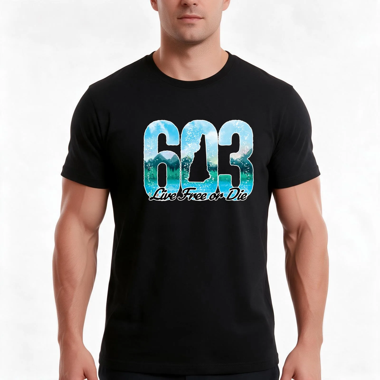 603 NH Live Free or Die - New Hampshire Wildlife Landscape T-Shirt, Summer Casual Cotton Tee, Oversized Streetwear Tops