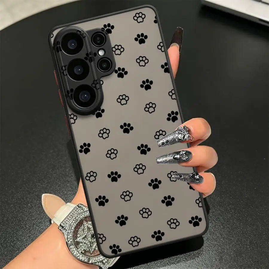 Case for Samsung Galaxy S26 S23 FE S22 S20 FE S24 Plus S25 Ultra S21 Note 20 Ultra 10+ Funda Back Phone Cover Tiny Paw Repeat