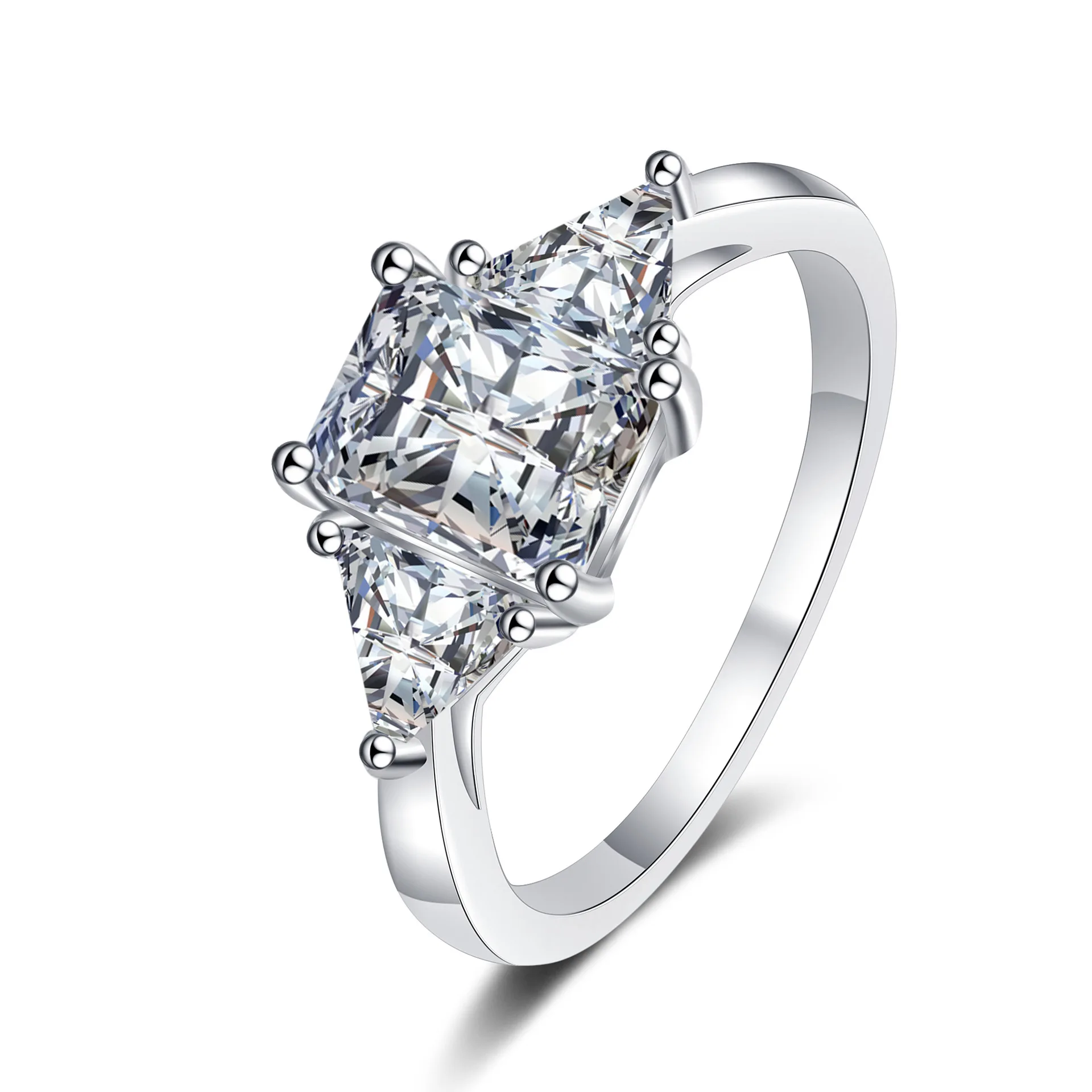 Premium Texture Light Luxury Emerald Cut Ring 3ct Women Moissanite PT950 Platinum Skin-friendly, Comfortable Fit