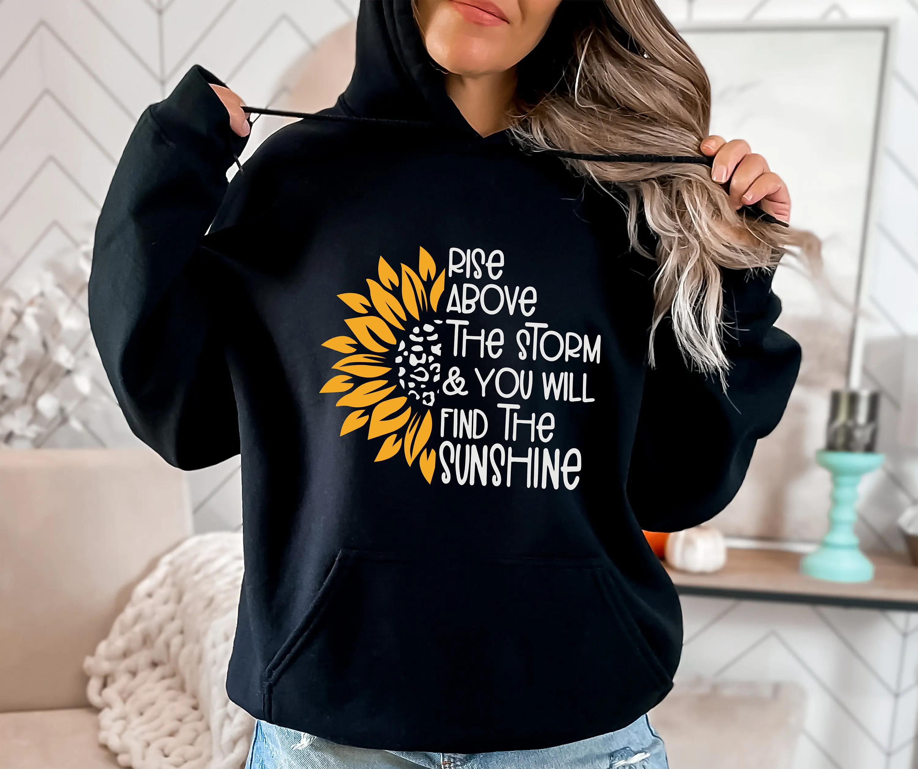 

Sunflower Alphabet Print Hoodie for Women Long Sleeve Sweatshirt Pullover Unisex Autumn and Winter Clothing Y2k Tops Streetwear