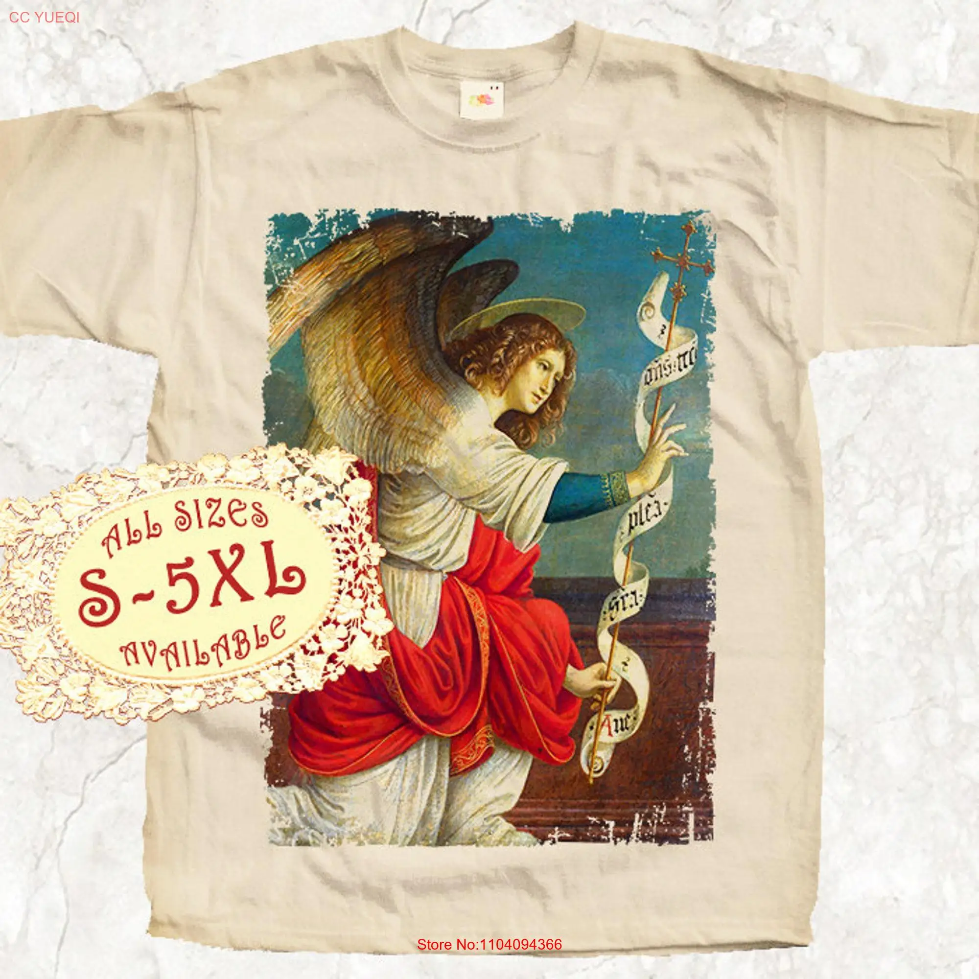 Saint Gabriel V8 Catolic T SHIRT All sizes S 5XL Religious Christian Catholic TEE Natural long or short sleeves