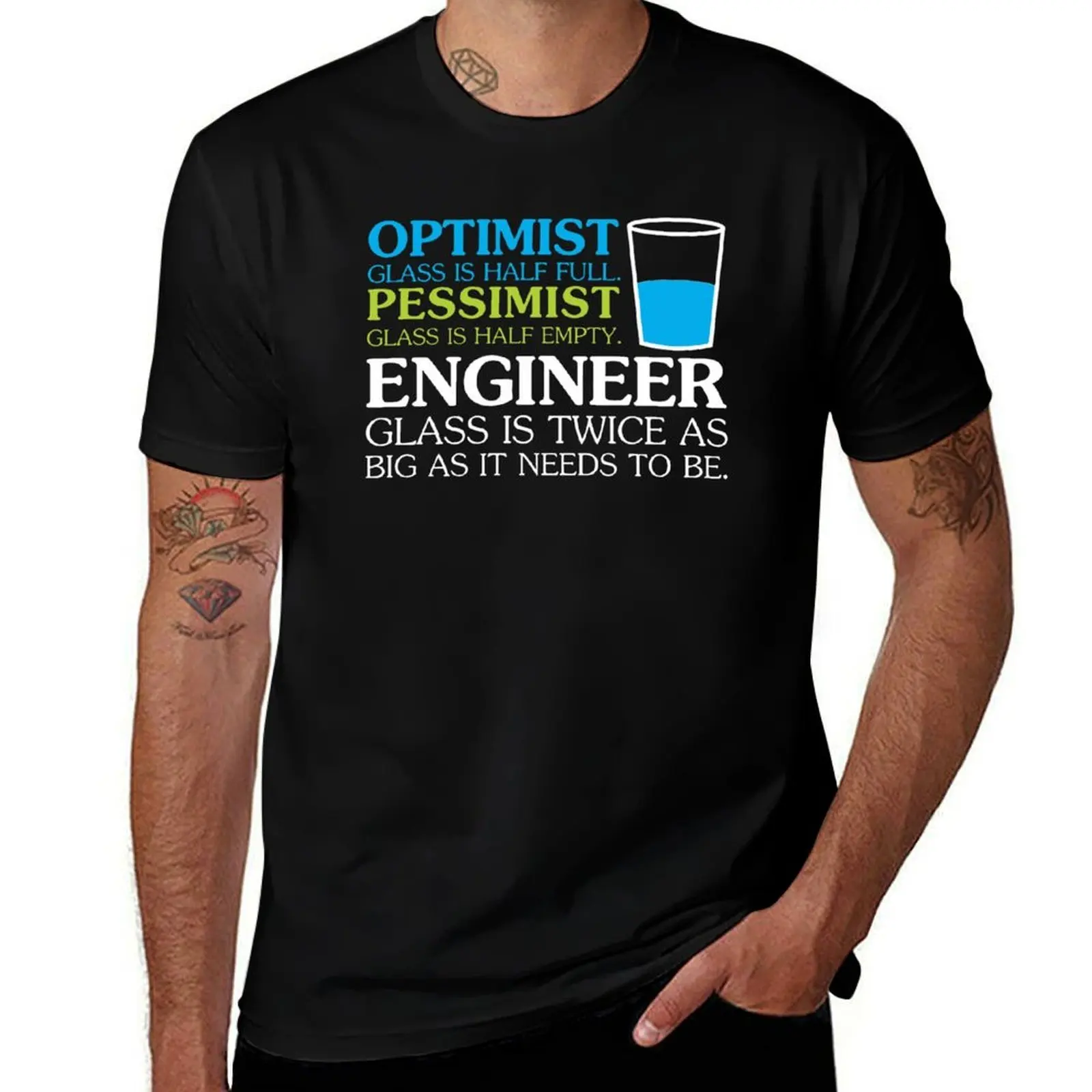 

Funny Engineering T Shirts Gifts for Women Men-Optimist Pessimist Enginner T-Shirt man t shirts for men T-Shirt