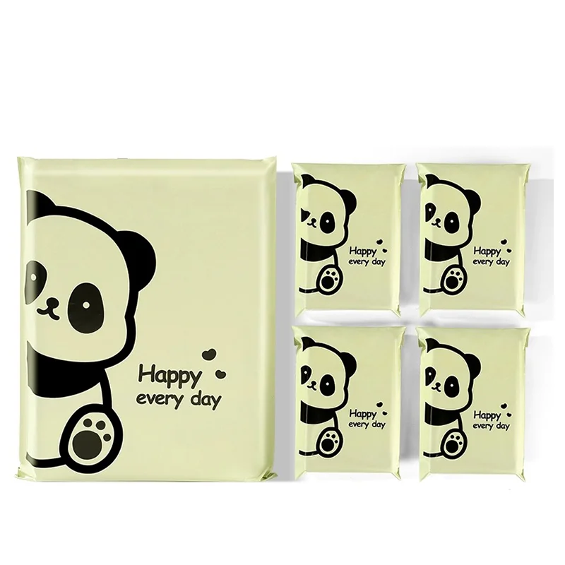 Bolsa de almacenamiento con estampado de Panda, sobre de 50 piezas, Color albaricoque