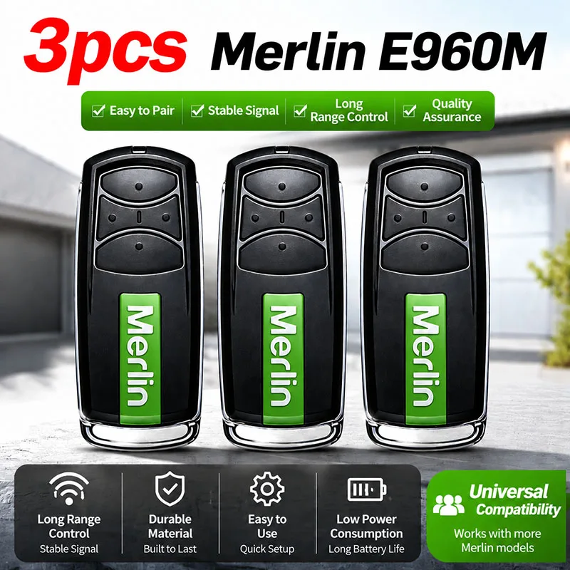 

3PCS Merlin E960M Garage Remote Control / Merlin Garage Door Remote Control 433.30 434.54 433.92 MHz