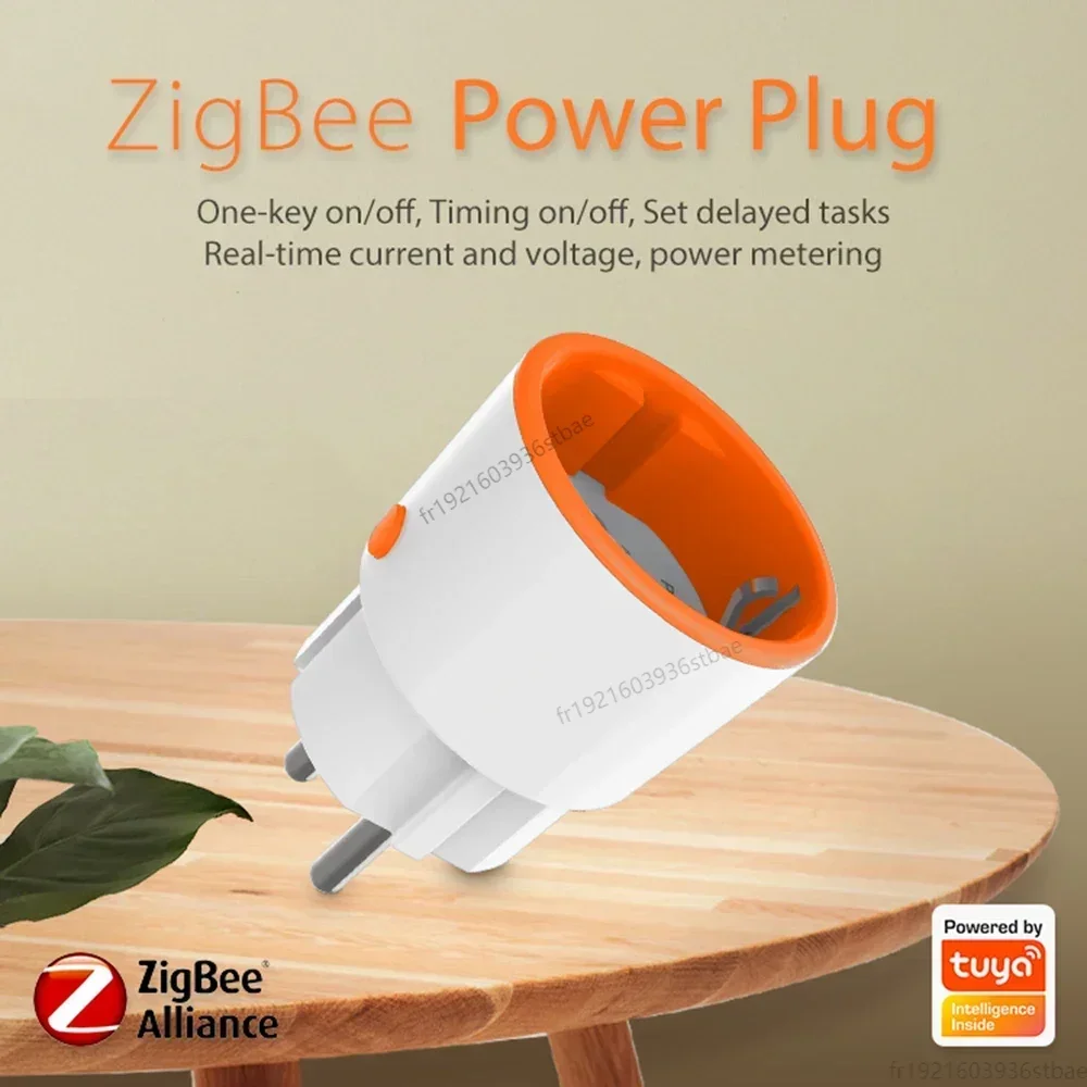 Smart Zigbee 3.0 Tuya Power Plug 16A EU Outlet 3680W Meter Remote Control Work With Zigbee2MQTT and Home Assistant Tuya Hub