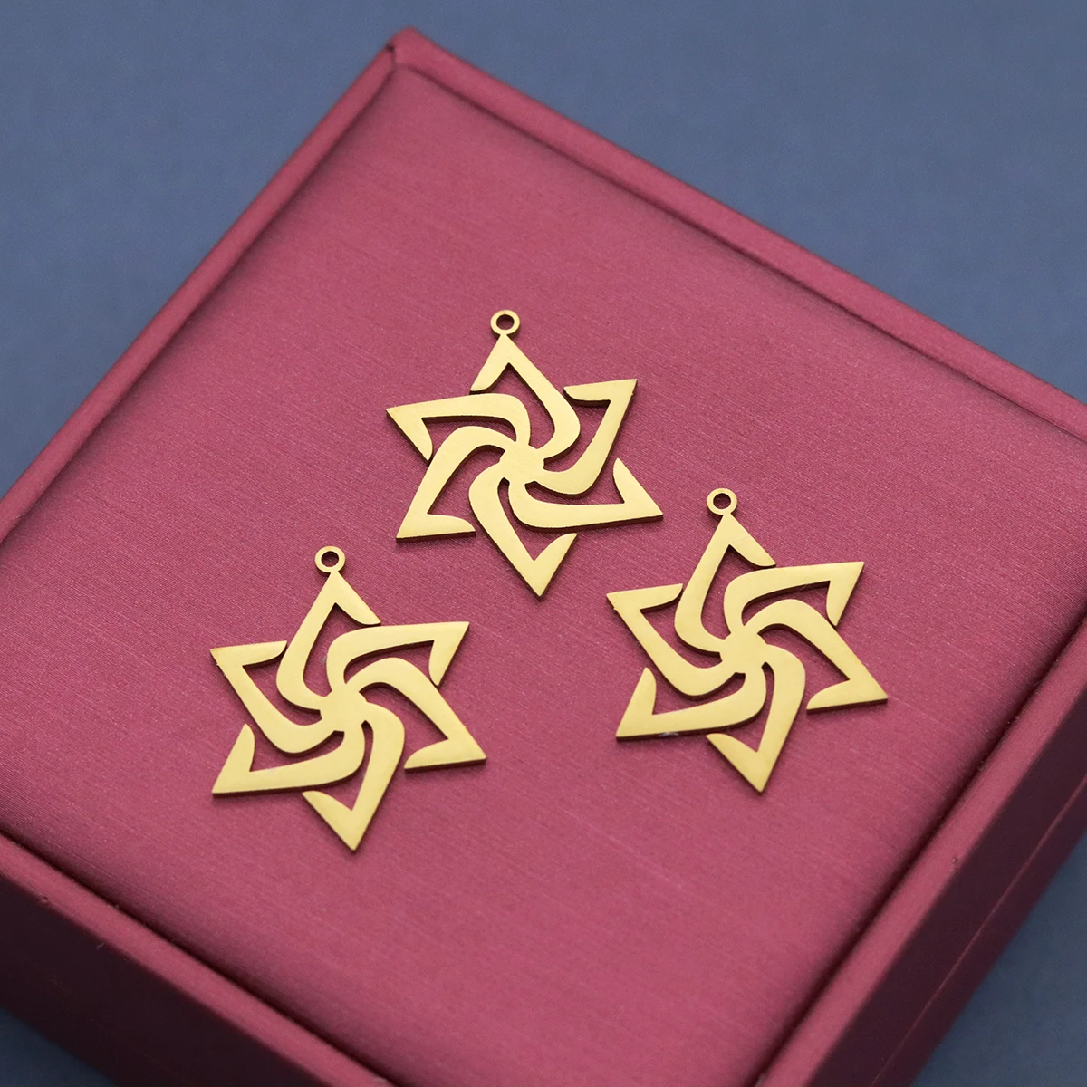3pcs Trendy Swirl Hexagram Star Charms Hollow David Star Pendants Stainless Steel for Jewelry Making DIY Necklaces Supplies