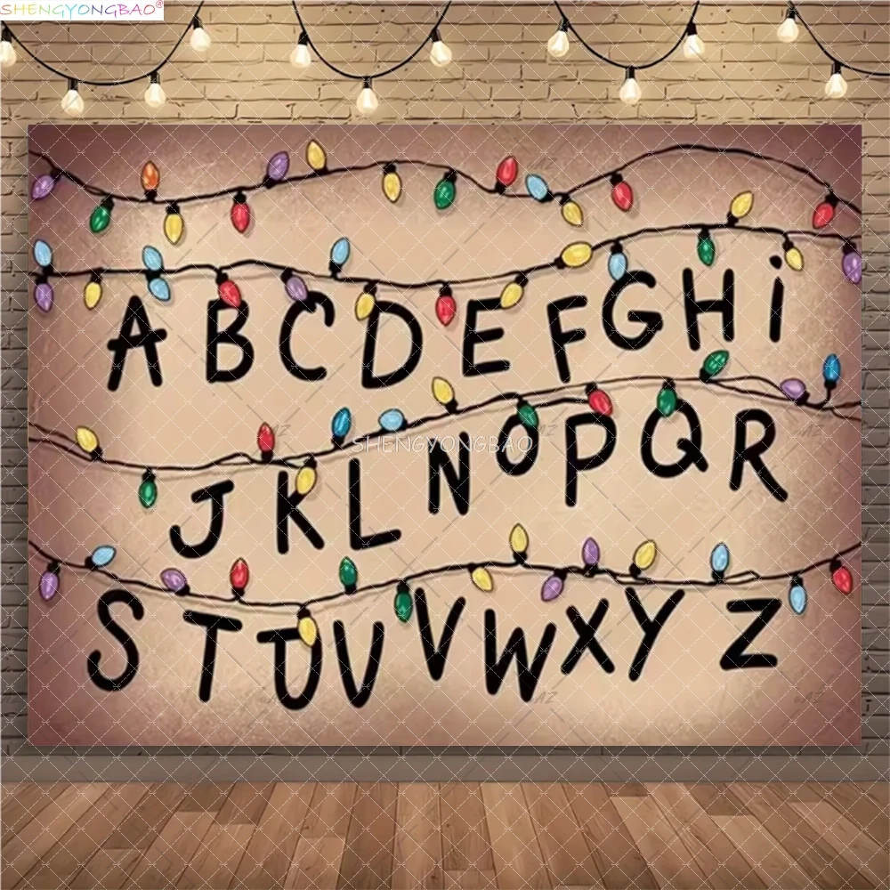 American TV Stranger Luminous String Photography Backdrops Prop Alphabet Light Baby Gift Birthday Party Background ZZ-01