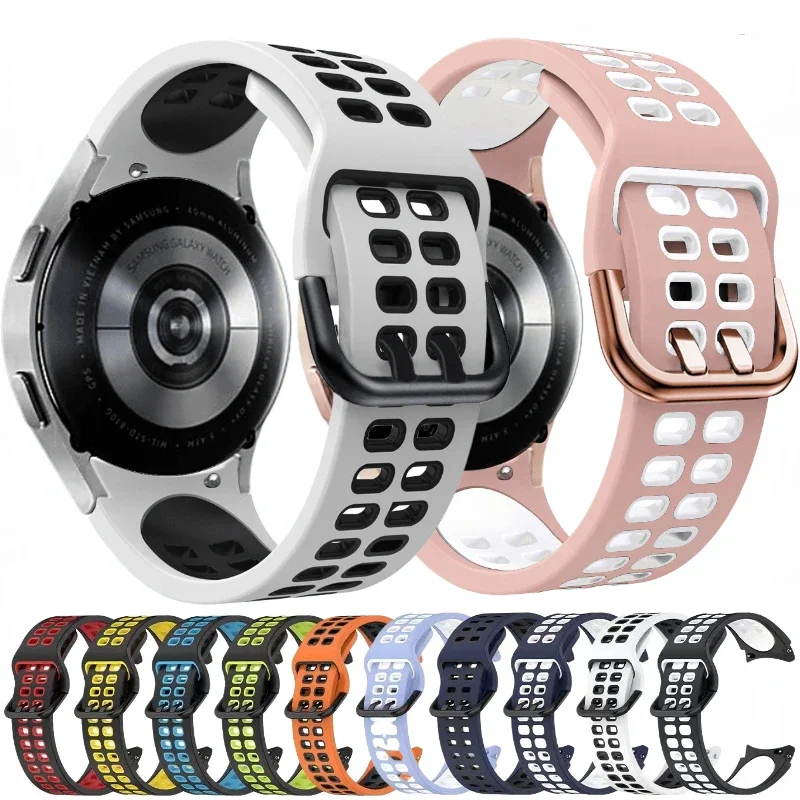 No Gap 20mm Silicone Strap For Samsung Galaxy Watch 6/5/4 44mm 40mm 5 Pro 45mm Two-Color band Watch 6 Classic 47mm 43mm Correa