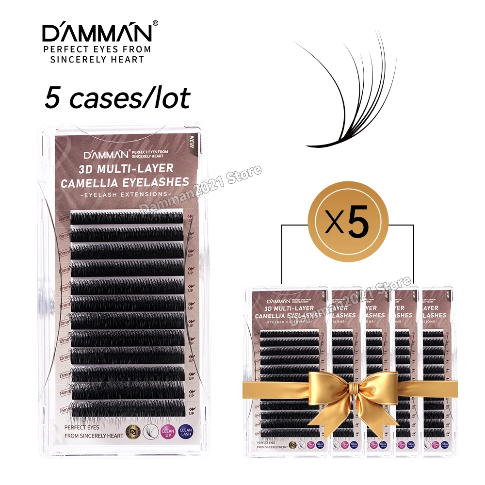 Damman LC Curl Multi-layer 3D Camellia Eyelashes Extension 0.07mm Mix 8-15mm Camellia Lash Extensions Premium False Eyelashes