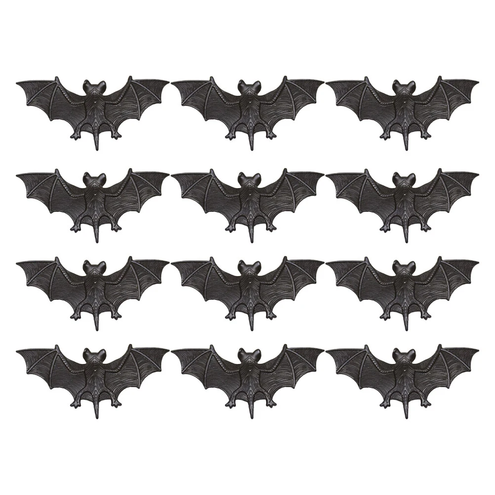 

12pcs Simulated Bat Decorations Plastic Fine Workmanship Halloween Party Supplies Home Bar Club DIY Pranks Trick Toys