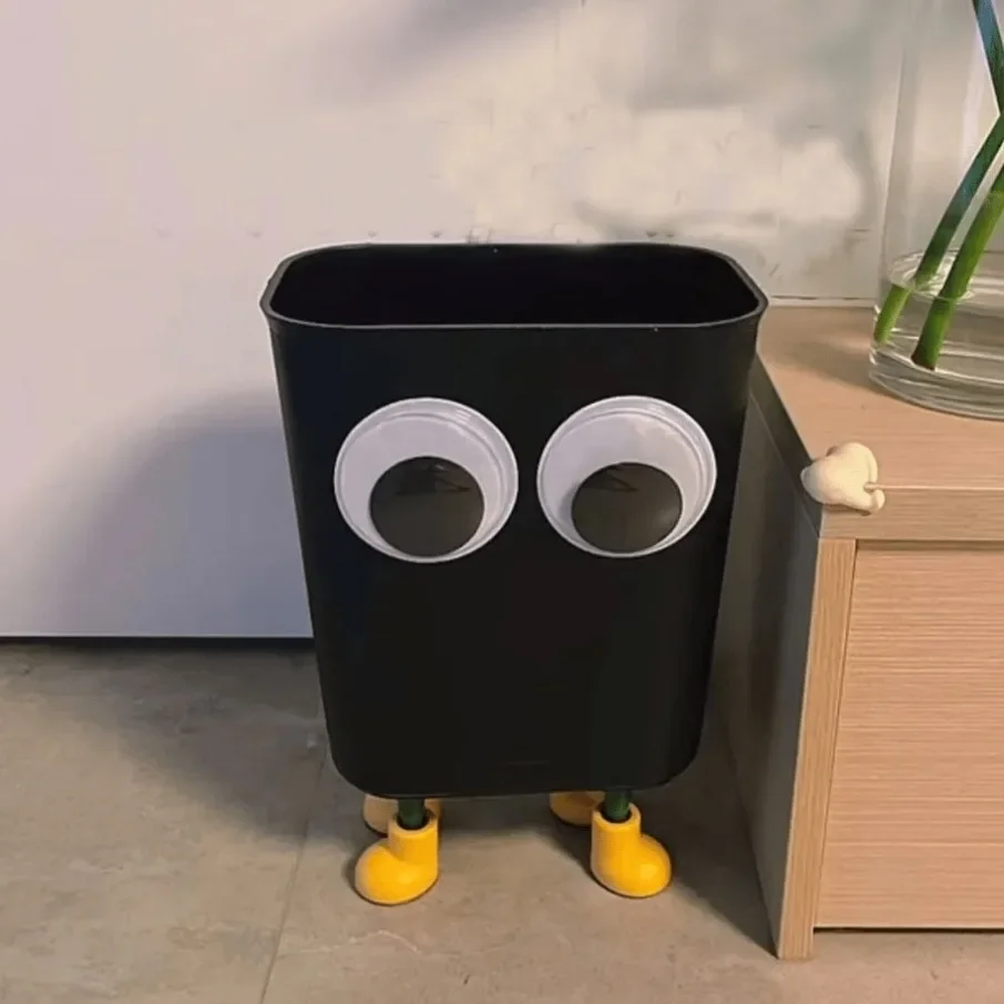 Cartoon Cute Big Eyes Trash Can Garbage Bin Home Office Rubbish Bin Bathroom Garbage Bag Container Waste Bucket Kitchen Dustbin