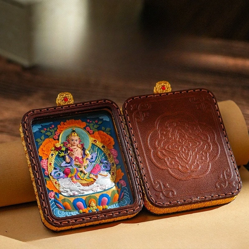 Fashion Hand Drawn Thangka Pendants Tibetan Zhakiram Huang Caiwu Ye Handmade Cultural and Creative Necklace Jewelry