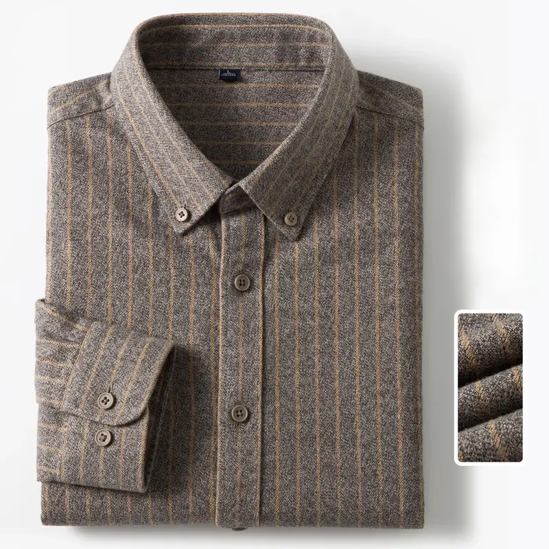 New in Shirt Plaid 100%Cotton Brushed Long Sleeve Shirts for Men Slim Fit Casual Tops High Quality Designer Vintage Clothes - Image 8