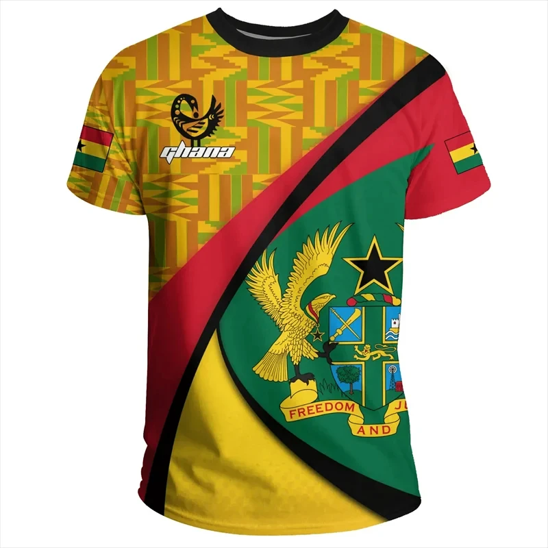 New Summer New Tigre African Country Flag Print T Shirt Man Ghana National Emblem Pattern Casual Oversized Tshirts Male Clothing