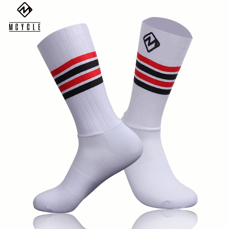 Mcycle Anti Slip Silicone Summer Aero Socks Breathable Cycling Socks Men Bicycle Sport Running Bike Socks Calcetines Ciclismo