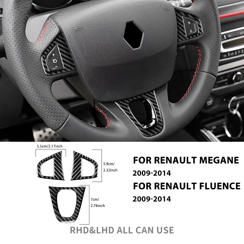 Adhesivo de fibra de carbono suave para embellecedor de volante de coche, para Renault Fluence Megane 3 RS Scenic 2009 2010 2011 2012 2013 2014 2015