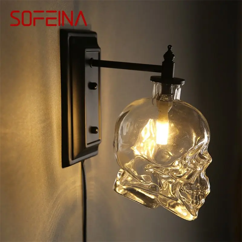 

SOFEINA Classical Wall Light Nordic Creative Fixtures Skull Shade Design Sconce Lamp Industrial Wind Bar Decorative