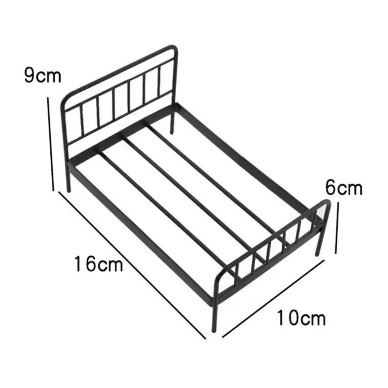 1Pcs 1:12 Dollhouse Miniature Iron Doll Bed Model Mini Doll Furniture Simulation Bed Bedroom DIY Accessories Toys