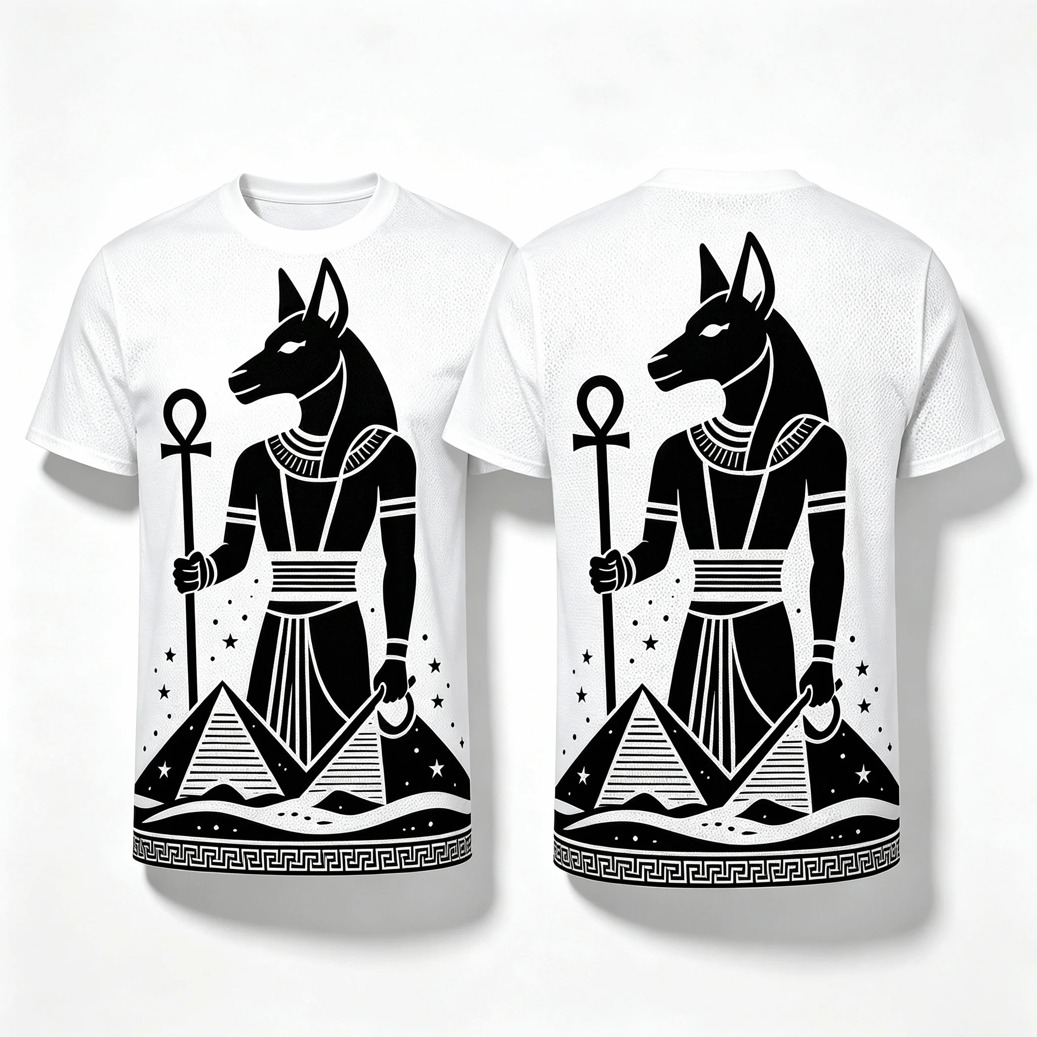 2026 Men's Vintage Egyptian Mythology Print Tee, Anubis Horus Graphic Breathable Mesh Casual Summer Streetwear Short Sleeve Top