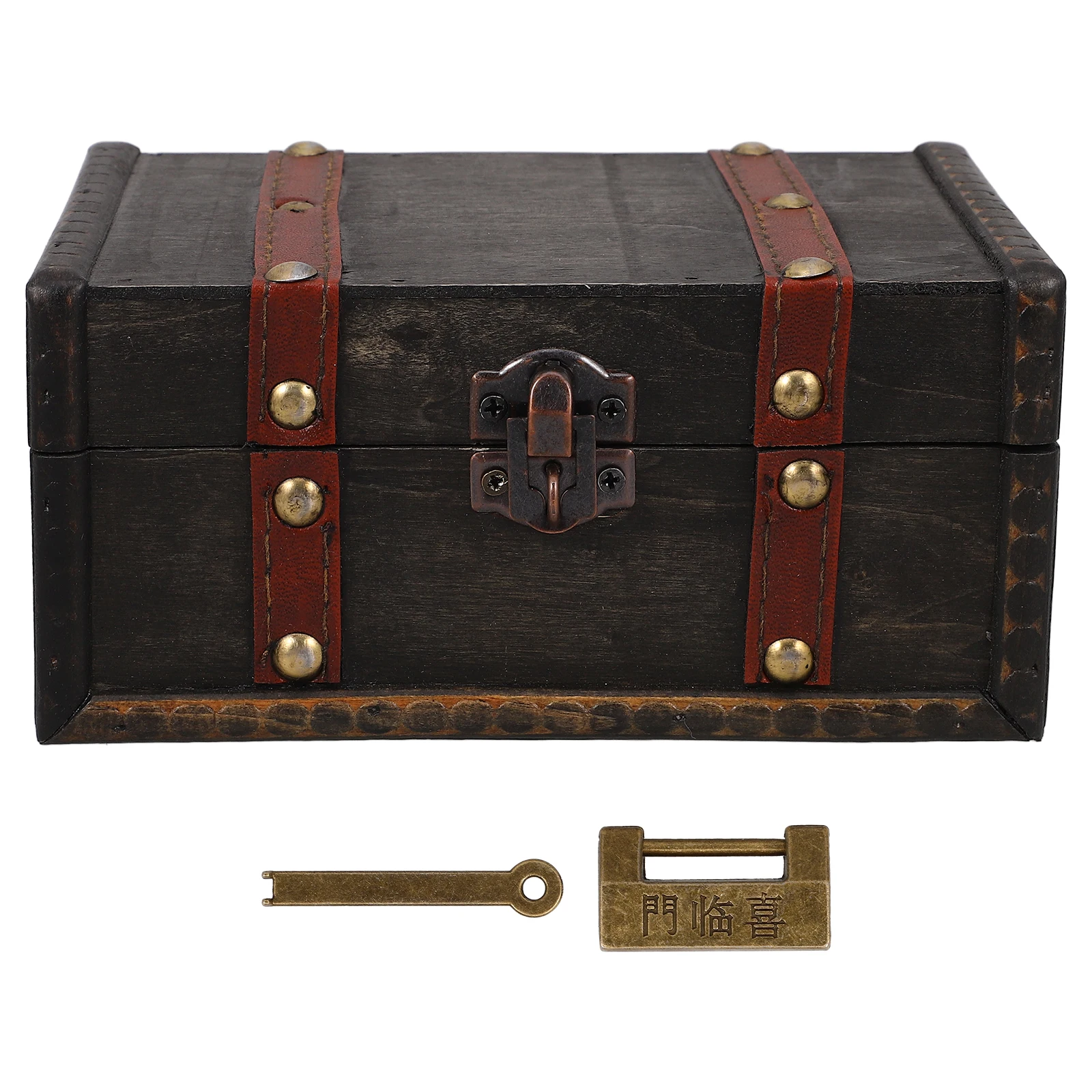

Wooden Storage Chest Small Vintage Box with Lock for Jewelry Trinkets Keepsakes Organizing Present Packaging Film Prop